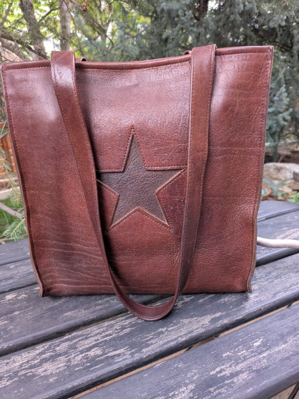 Vintage Colonel Littleton Full-Grain Leather Star Tote Bag Excellent Condition